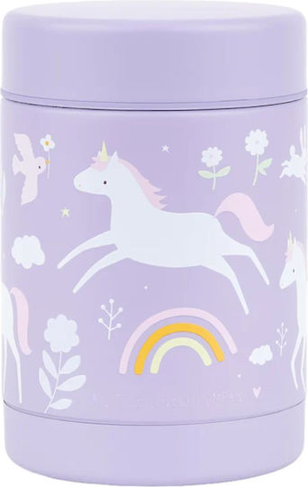 A Little Lovely Company Kids Water Bottle Set Made of Tritan Plastic Unicorns Thermos with Straw Non Spill Tritan 450ml