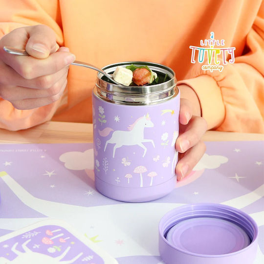 A Little Lovely Company Kids Water Bottle Set Made of Tritan Plastic Unicorns Thermos with Straw Non Spill Tritan 450ml
