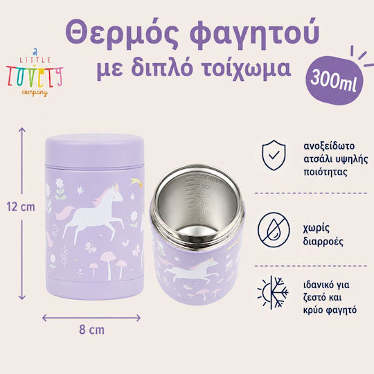 A Little Lovely Company Kids Water Bottle Set Made of Tritan Plastic Unicorns Thermos with Straw Non Spill Tritan 450ml