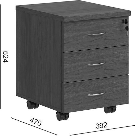 Office Drawer Fesialo Wooden with Wheels and Lock Wenge 39x47x52.5cm