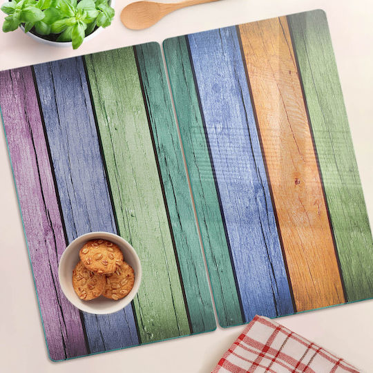 Tulup Σετ Επιφάνεια Κοπής Γυάλινη Πολύχρωμη 52x30cm 2τμχ