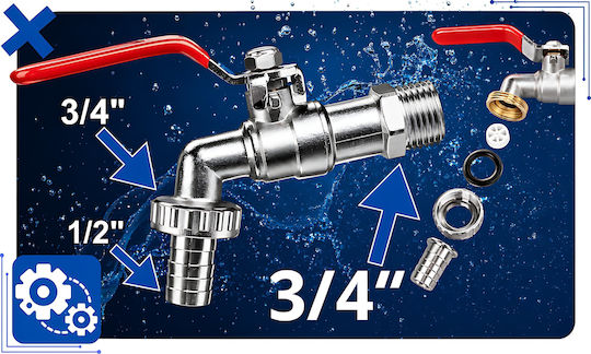 Totalstore Sphärische Wasserhahn 3/4 mit Verbinder Gartenschlauch Wasserhahn Mauser