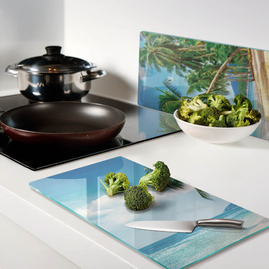 Tulup Set Blue Glass Chopping Board 52x30cm 2 Pieces