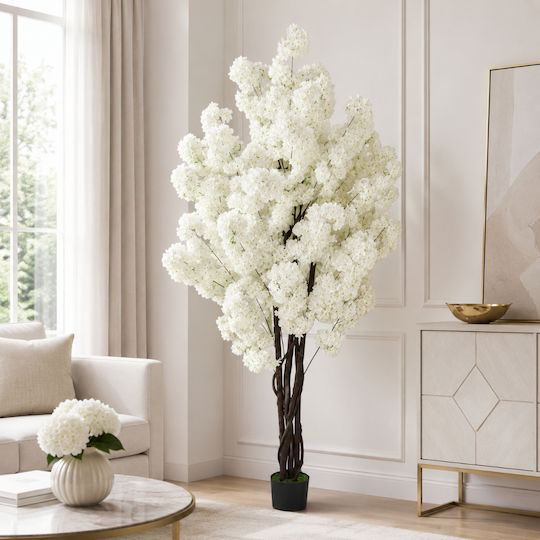 Artificial White Cherry 6 Woven Trunks Potted Plant 210cm 87219-1