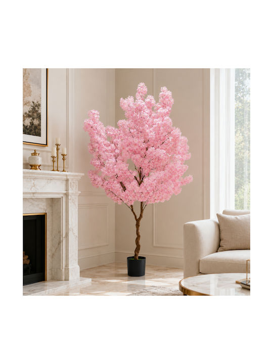 Künstliche Blühende Kirsche Rosa Topfpflanze 210cm 87217-2