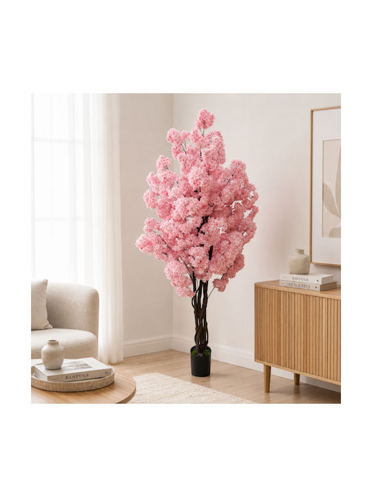 Artificial Pink Cherry 6 Woven Trunks Potted Plant 190cm 87218-2