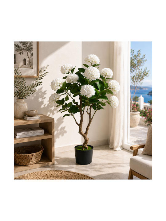Hortensia Artificială Albă Plantă În Ghiveci 140cm 87222-1