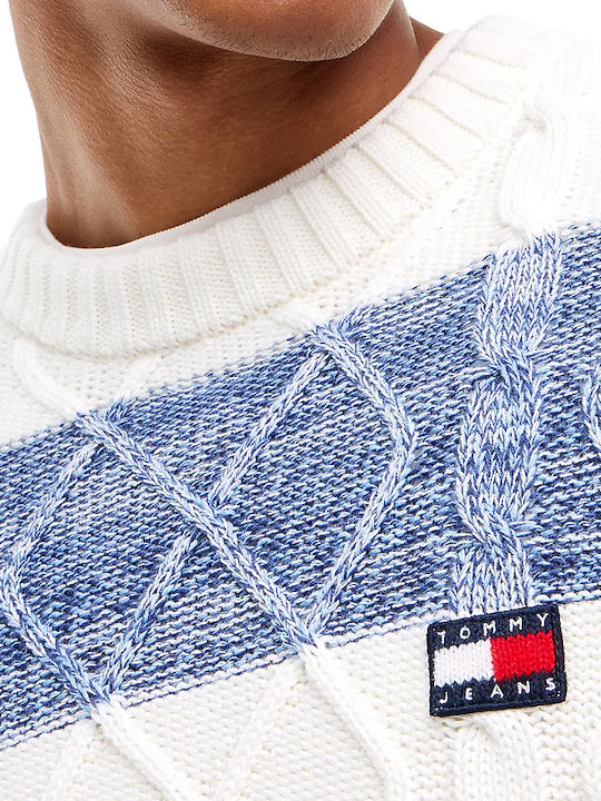 Langarm Pullover Ecru Blau