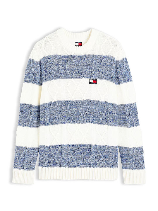 Langarm Pullover Ecru Blau