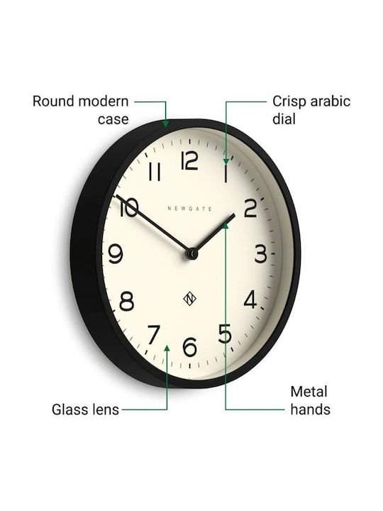 Newgate Echo Number Four Silent Wall Clock Metallic Black Ø30cm