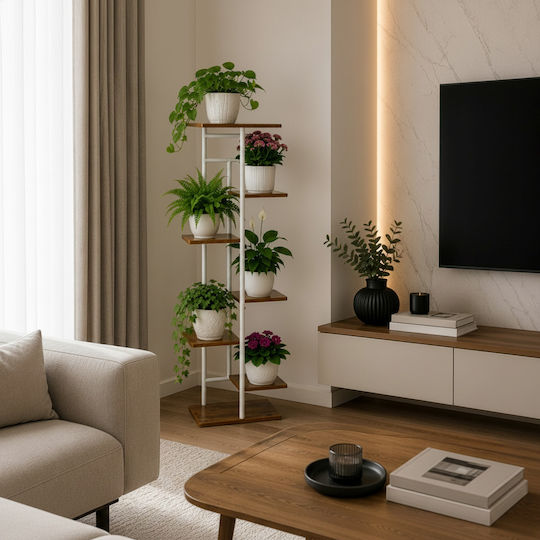 Метална Поставка За Саксия Бяла 120x42x23.5см