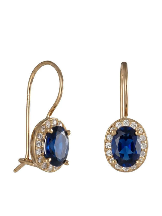 Vergoldete Hängende Ohrringe aus 14K Gold mit Blauen Steinen Vergoldete Hängende Ohrringe aus 14K Gold mit Blauen Steinen