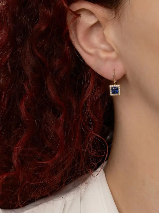14K Vergoldete Ohrringe mit Blauen Steinen