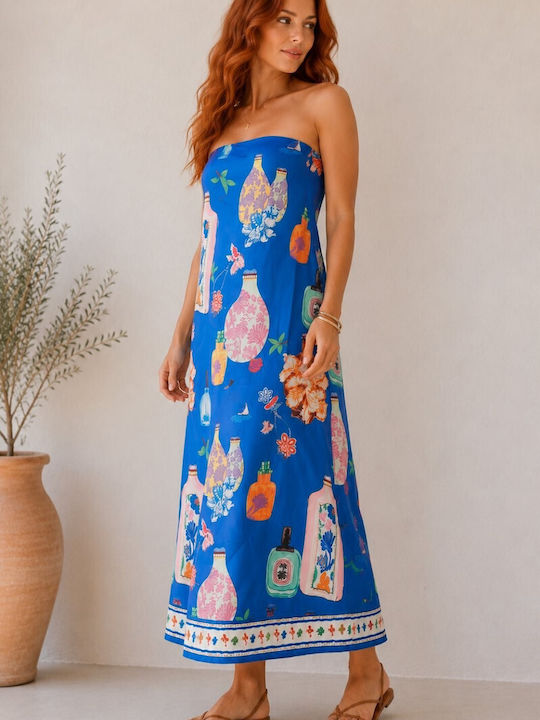 Summer Maxi Slip Dress Blue