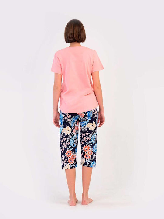 Vienetta Secret Sommerliches Damen-Pyjama-Set Baumwolle Rosa Vienetta Secret Sommerliches Damen-Pyjama-Set Baumwolle Rosa