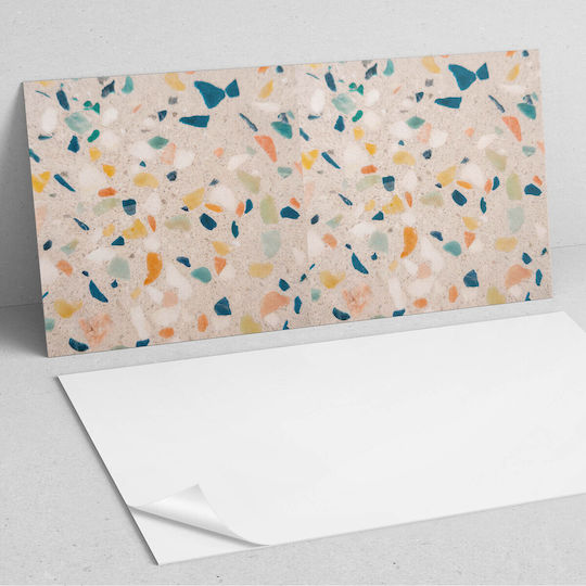 Printed Vinyl Tile Set Colorful Fragments Ready For Installation 6x60x30 Cm