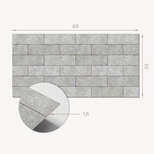 Vinyl Floor Tile Set 3D Brick Pattern 6x60x30 Cm
