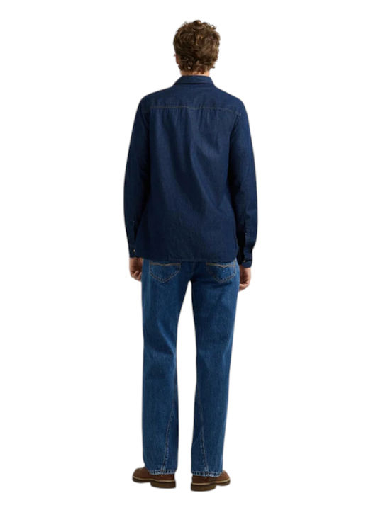 Long Sleeve Denim Shirt in Narrow Fit Blue