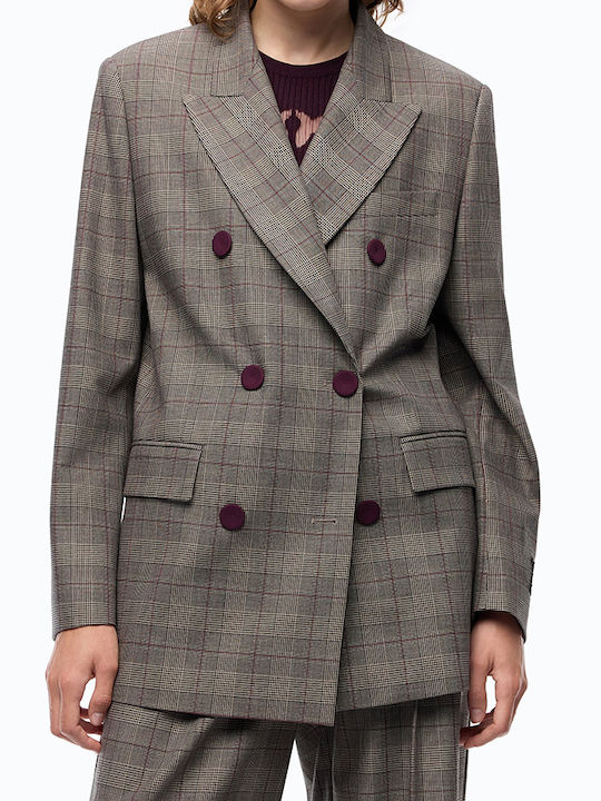 Pinko Long Women's Double Breasted Beige Blazer