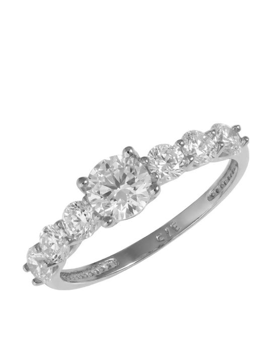 Inel Pentru Femei Cu Zircon Din Aur Alb 9K Inel Pentru Femei Cu Zircon Din Aur Alb 9K