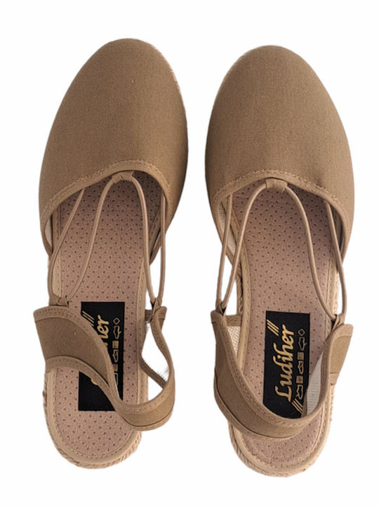 Sommer Damenplattformen in Stil Espadrilles Beige K-400T