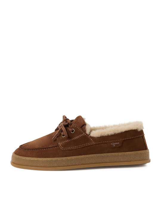 Leather Women's Moccasins in Tabac Brown