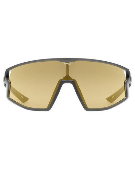 Uvex Cycling Glasses with Gold Frame and Dark Mirror Lenses