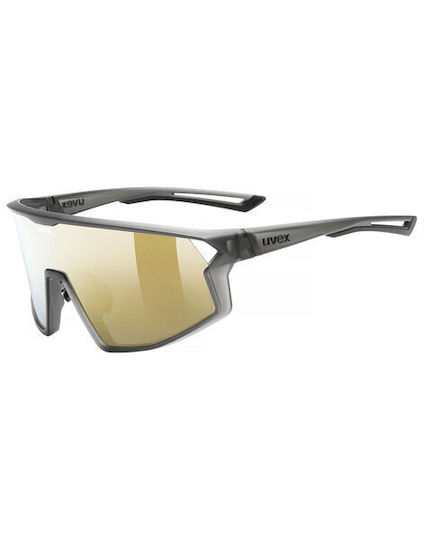 Uvex Cycling Glasses with Gold Frame and Dark Mirror Lenses