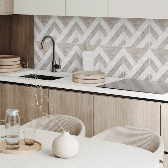 Wandsticker & Wandgemälde Vinyl Panel Grafische Küche Oder Badezimmer 100x50 cm Geometrisches Design Kacheln