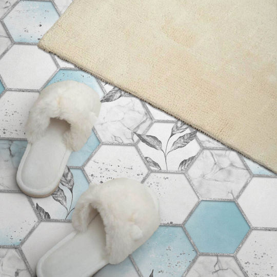 Vinyl Panel Decoration Kitchen Or Bathroom 100x50 Cm Hexagonal Design Leaves