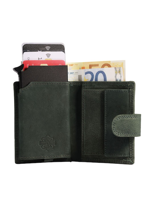 Кожен Мъжки Портфейл с RFID Зелен