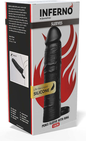 Hidden Desire Inferno Penis-Verlängerung aus Silikon mit Ring 18 Cm Schwarz