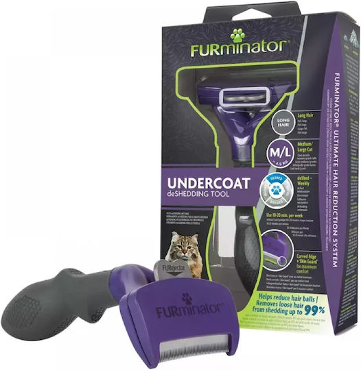 FURminator Cat Brush Long Hair Medium - Large Purple