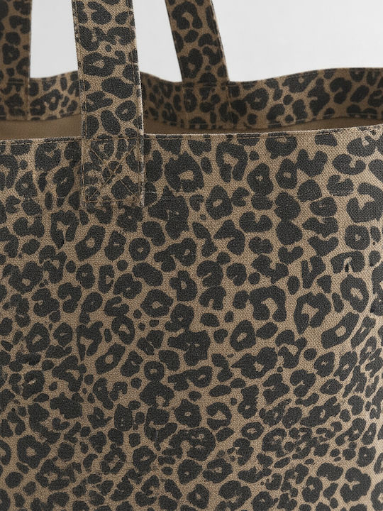 Leopard Print Canvas Große Einkaufstasche Westford Mill W336 Vintage Leopard Print