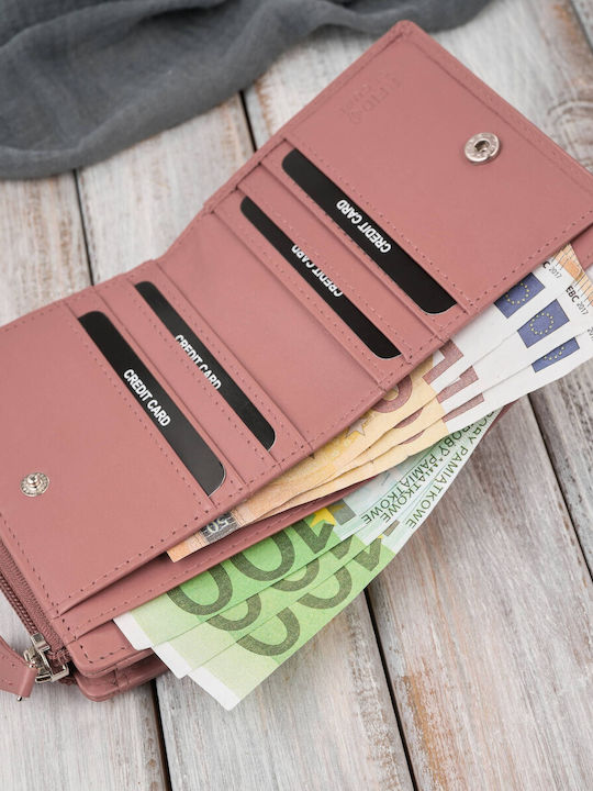 Small Leather Women's Wallet with RFID Pink
