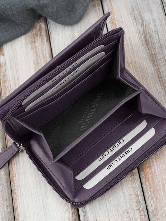 Малък Дамски Портфейл от Естествена Кожа с RFID Лилав