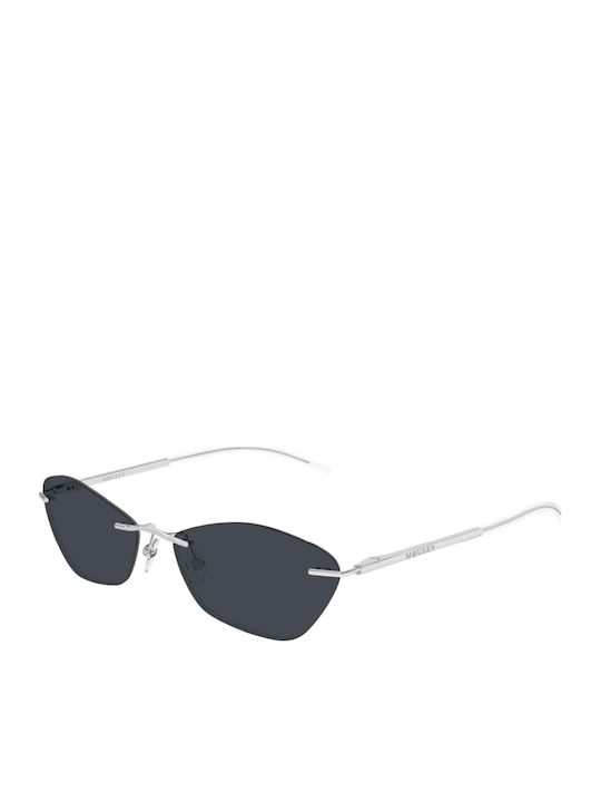 Alexander McQueen Damenteil Sonnenbrille mit Silbernem Rahmen und Silbernen Gläsern Alexander McQueen Damenteil Sonnenbrille mit Silbernem Rahmen und Silbernen Gläsern