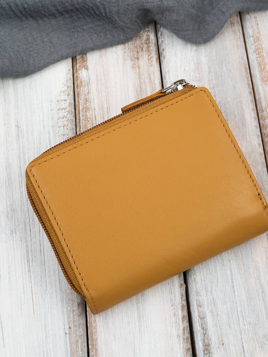 Small Leather Women's Wallet with RFID Yellow