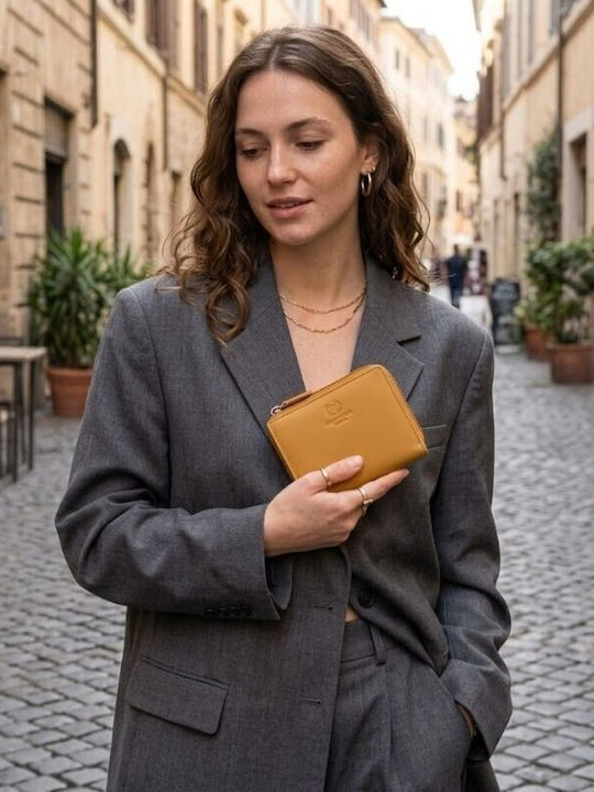 Small Leather Women's Wallet with RFID Yellow