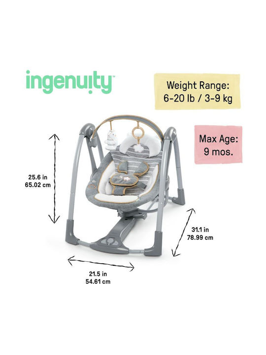Ingenuity Electric Baby Bouncer Swing Swing 'n Go with Music for Child up to 2.7kg