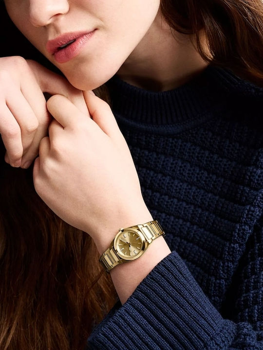 Fossil Trei Ceasuri Dama 27mm Baterie Cu Brățară Din Metal Auriu