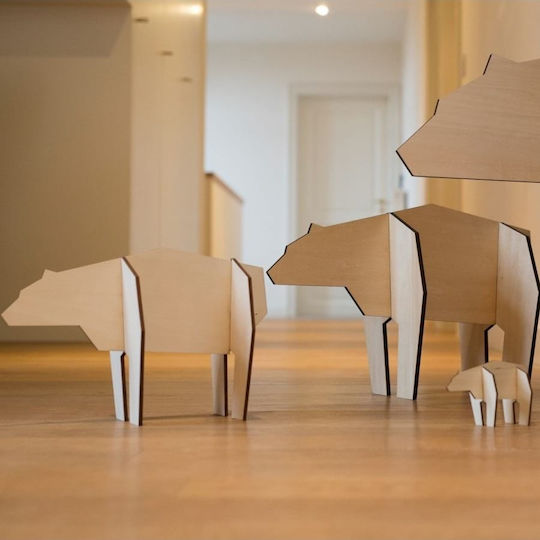 Wooden Floor Decoration Nordic Large Bear 48 X 30 X 23 Cm Qualy