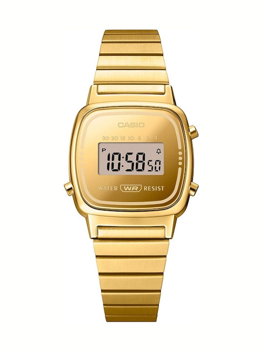 Casio Ceas Digital Pentru Bărbați 15mm Cu Baterie Cu Curea Din Cauciuc Aurie