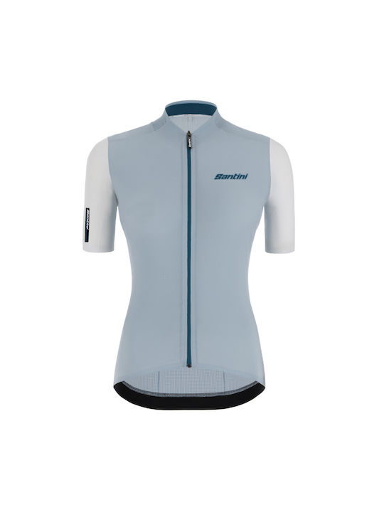 Santini Tricou De Ciclism Pentru Femei Cu Mâneci Scurte Albastru