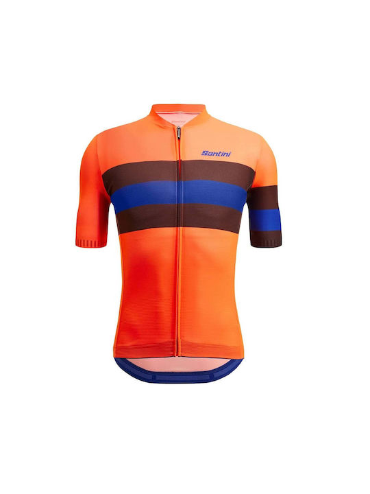 Santini Männer Kurze Ärmel Fahrradtrikot Orange