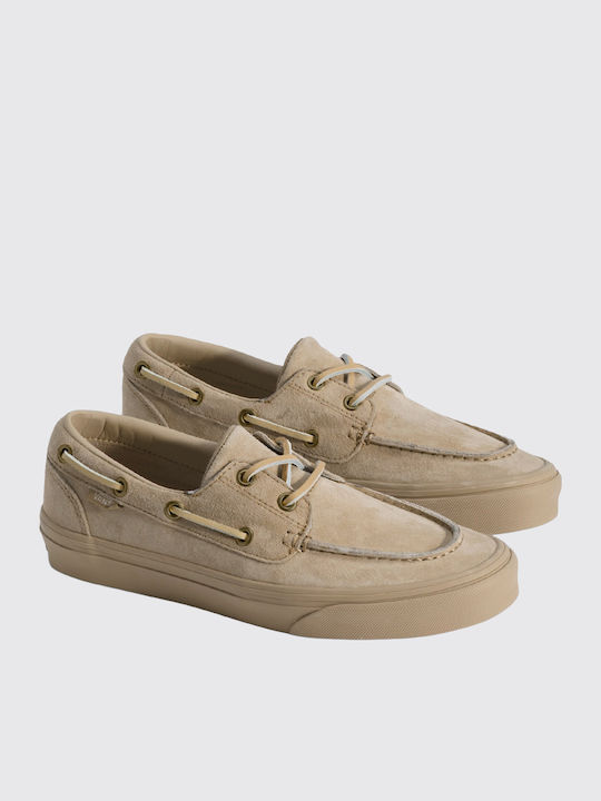 Eyelet Boat Canvas Men's Slip-Ons Beige