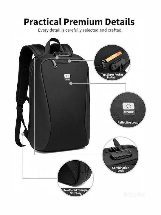Ozuko Backpack Waterproof Black