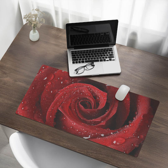 Covoraș Antiderapant Pentru Birou Model Trandafir Picături De Apă 90x45 Cm