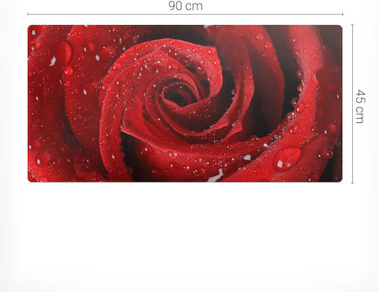 Covoraș Antiderapant Pentru Birou Model Trandafir Picături De Apă 90x45 Cm