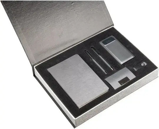 Premium Geschenke-Set Notizbuch mit Punkten mit Stiftetui Weiß